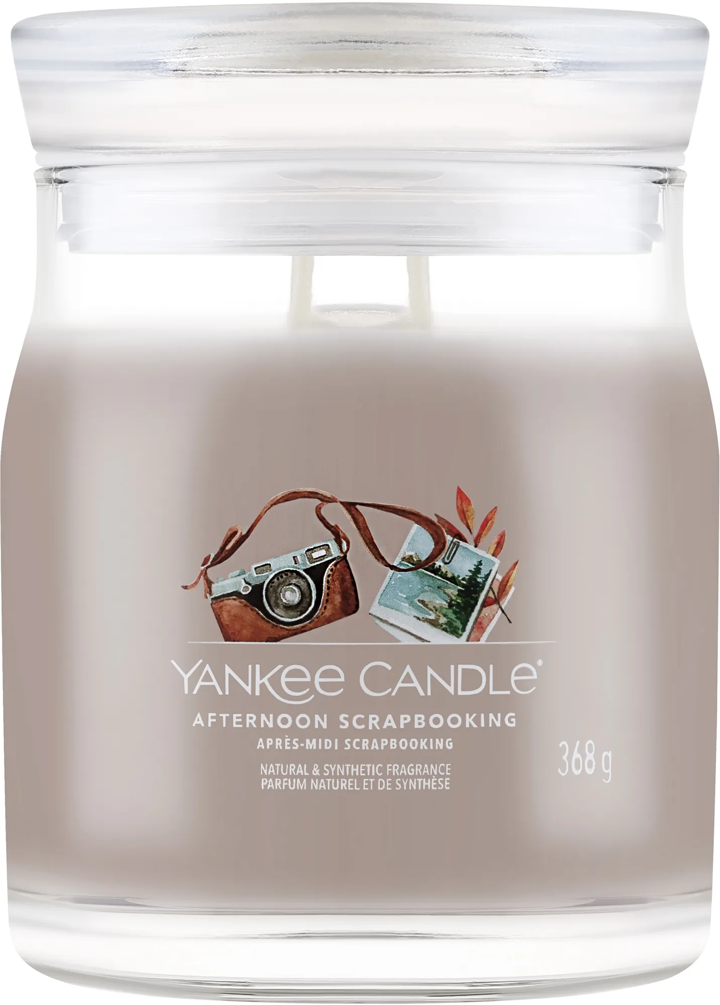 Candela profumata in barattolo "Afternoon Scrapbooking", 2 stoppini