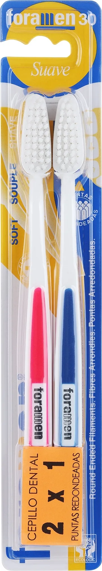 Spazzolino da denti, morbido, bianco-rosa, bianco-blu
