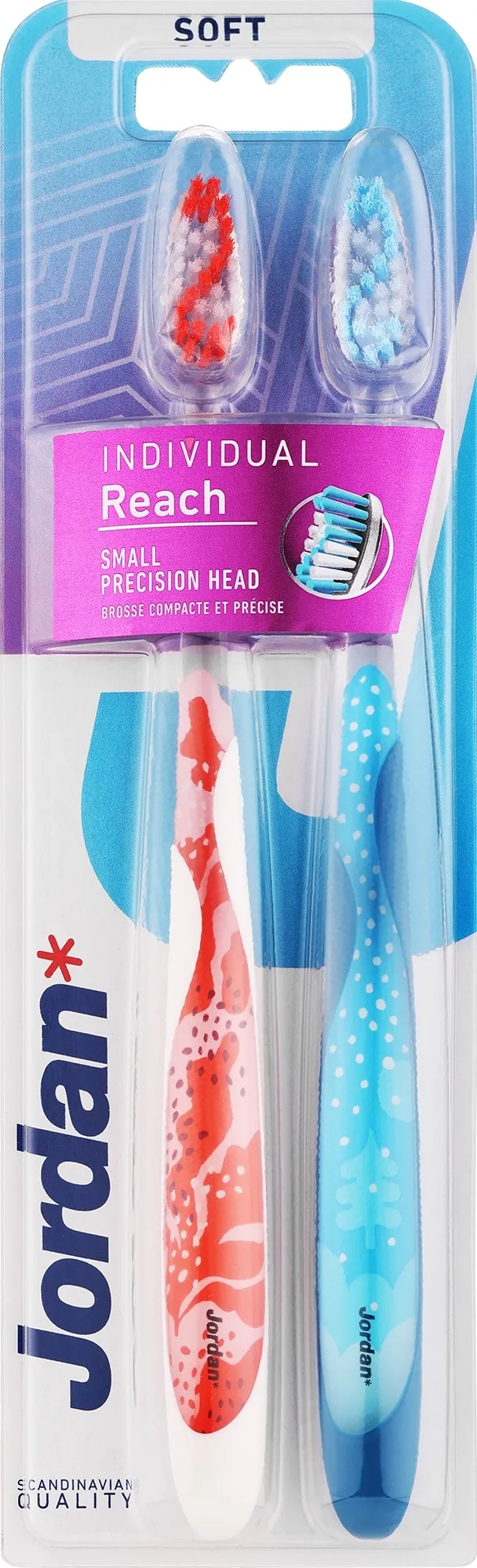 Spazzolino da denti, morbido, rosso + blu