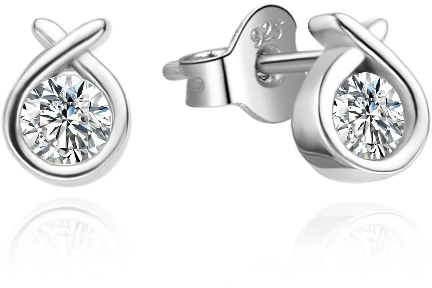 Orecchini a perno in argento con zirconi