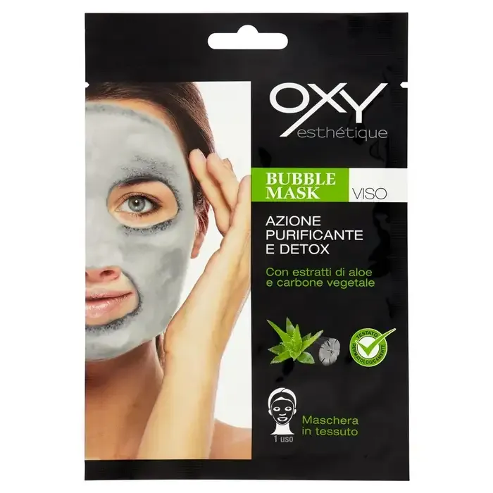 OXY BUBBLE MASCHERA VISO IN TESSUTO PURIFICANTE E DETOX MONODOSE