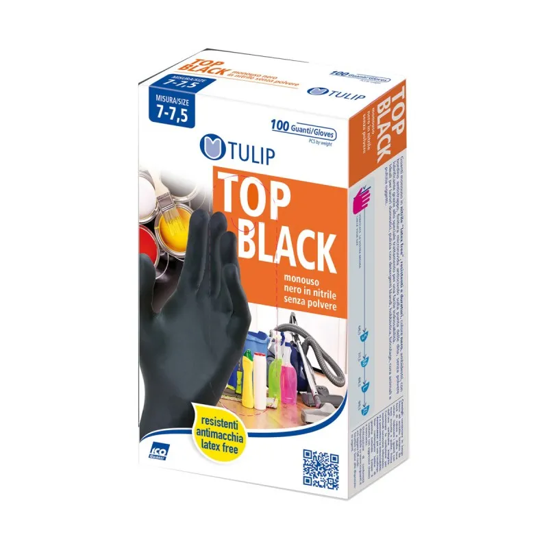 ICOGUANTI GUANTI MONOUSO BLACK TULIP MISURA MEDIA 100 PZ