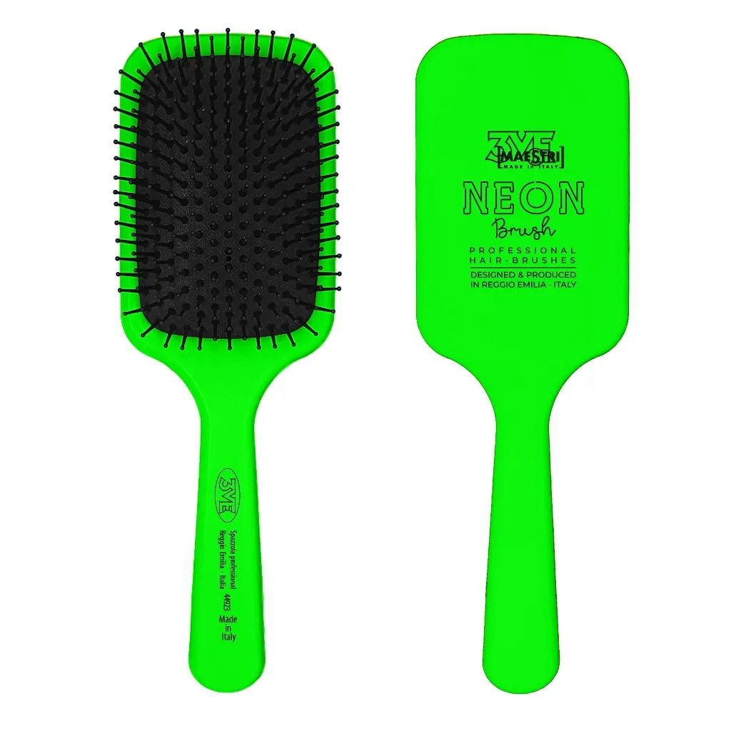 3VE MAESTRI ELVARES PADDLE 15 SPAZZOLA MAXY PIATTA RETTANGOLARE ANTISTATICA VERDE FLUO