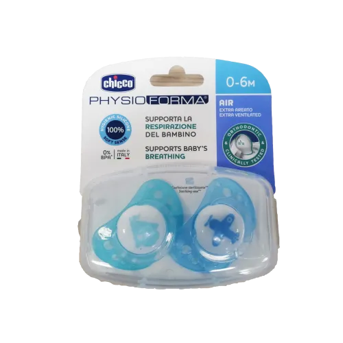 Chicco Succhietto Air Boy Silicone 0-6 2 Pezzi