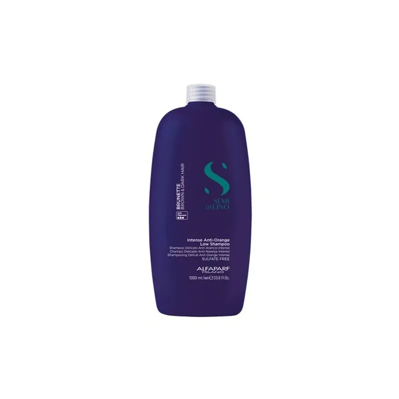 Alfaparf Semi di Lino Brunette Intense Anti-Orange Low Shampoo 1000ml - shampoo anti-giallo capelli castani e scuri