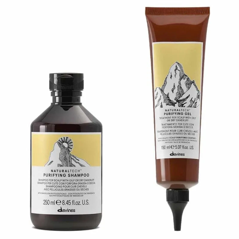 Davines Naturaltech Purifying Shampoo+Gel 250+150ml - kit antiforfora purificante
