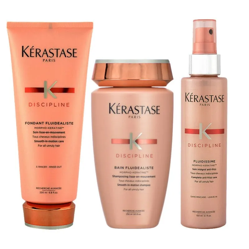 Kerastase Discipline Fluidealiste Bain+Fondant+Fluidissime 250+200+150ml - rituale capelli indisciplinati crespi