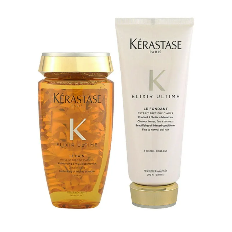 Kerastase Elixir Ultime Le Bain+Le Fondant 250ml+200ml shampoo + balsamo illuminante con oli idratanti capelli spenti