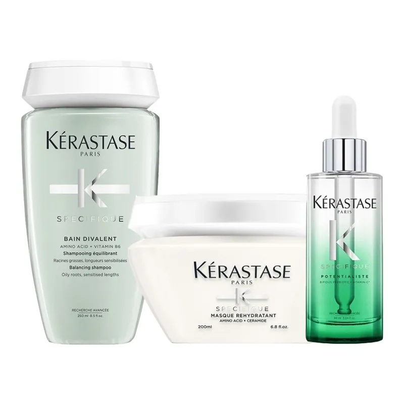 Kerastase Specifique Bain Divalent+Masque Rehydratant+Potentialiste 250+200+90ml rituale riequilibrante cute grassa