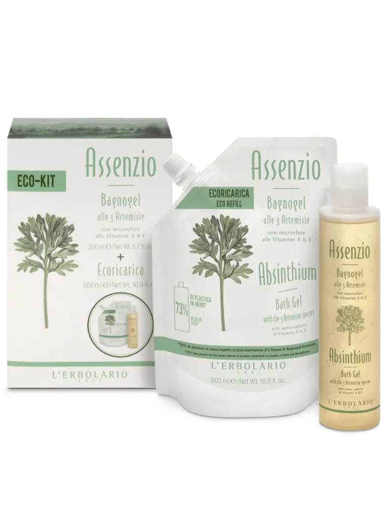 L'Erbolario Assenzio Eco Kit Bagnogel Confezione 250 Ml + Ricarica Confezione 500 Ml