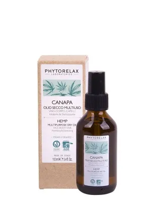Phytorelax Canapa Olio Secco Multiuso Viso, Corpo e Capelli Idratante ed Elasticizzante 100ml
