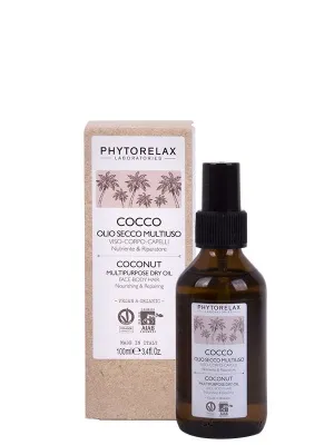 Phytorelax Cocco Olio Secco Multiuso Viso, Corpo e Capelli Nutriente e Ripartore 100ml