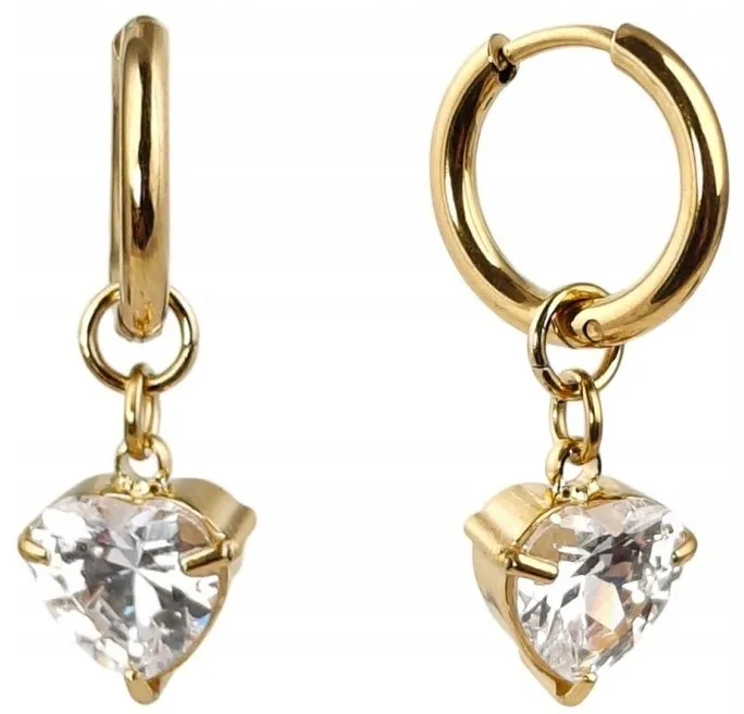 Orecchini in acciaio inossidabile placcati oro 14k "Cuore", KST3389