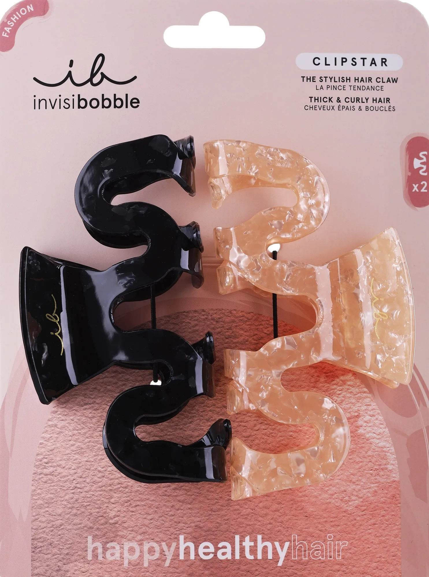 Pinza per capelli, 2 pz, nero+beige