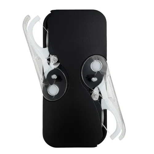 Stuzzicadenti con filo interdentale, retrattile, con doppio dispenser, nero