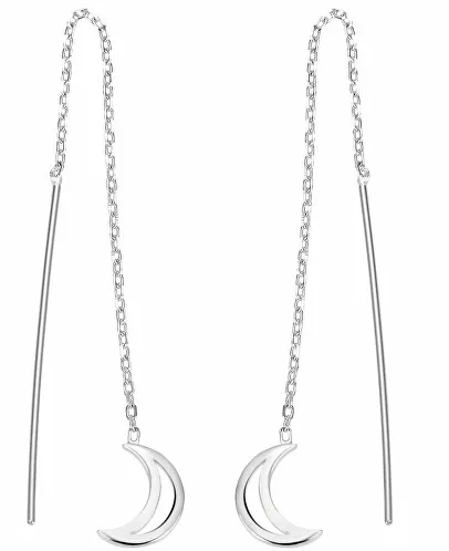 Orecchini lunghi in argento con luna