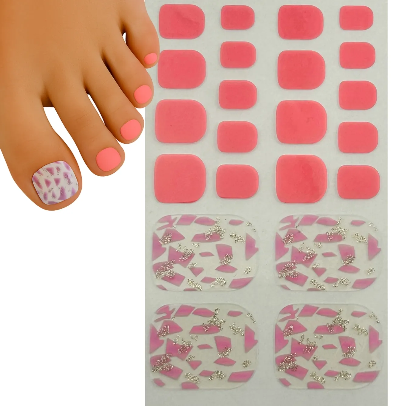 Adesivi gel autoadesivi per unghie, rosa con glitter