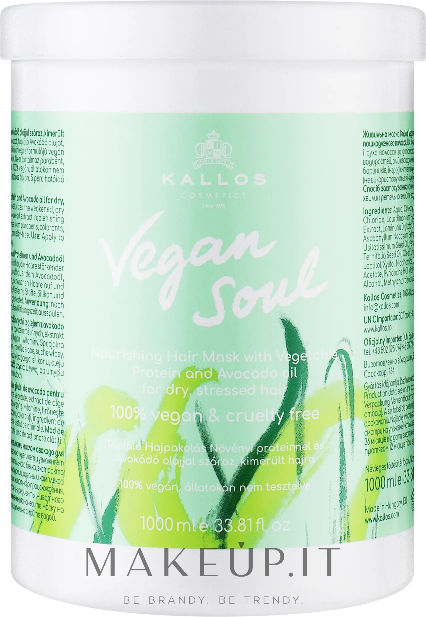 Maschera capelli nutriente con proteine vegetali e olio di avocado