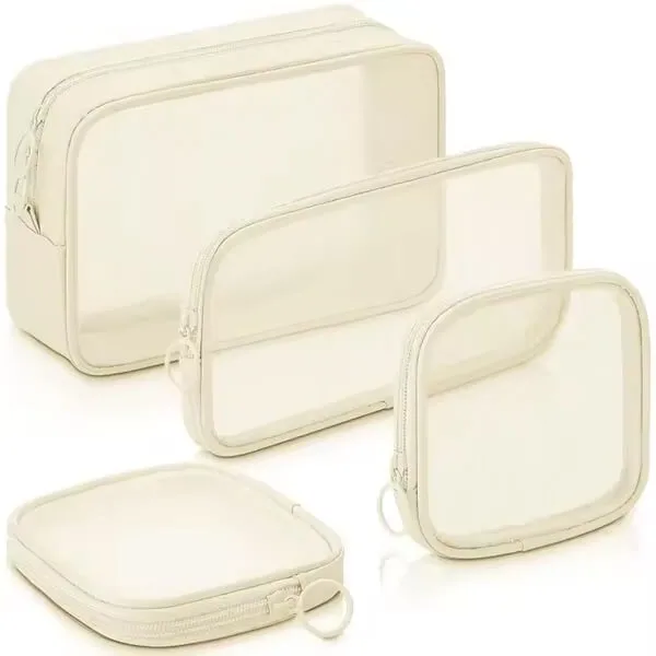 Set di beauty case, 3 pezzi, écru