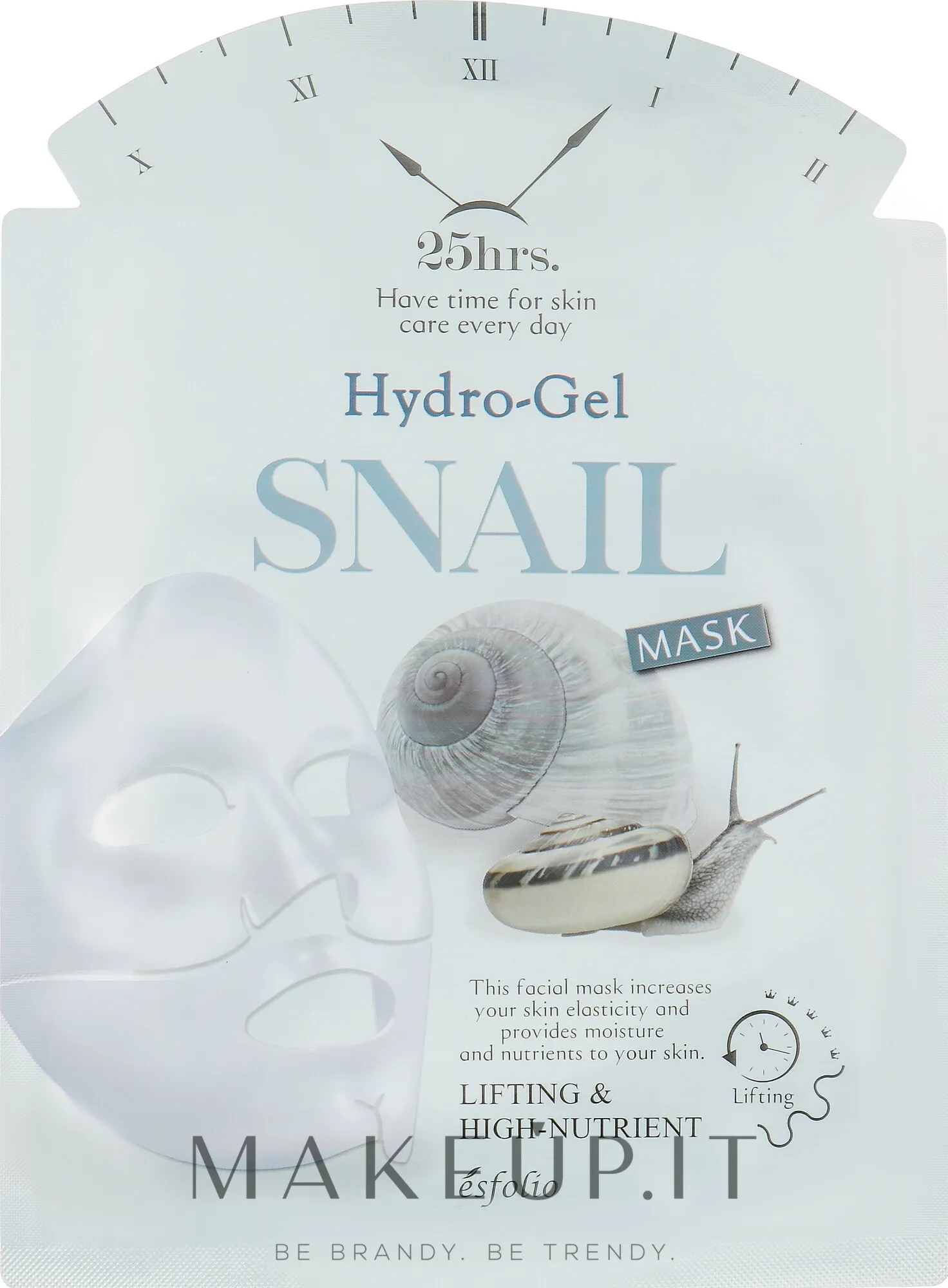 Maschera viso in idrogel alla bava di lumaca
