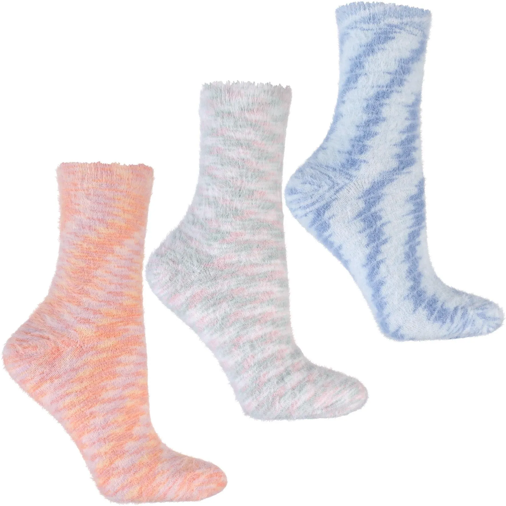 Calzini per donna, CDC400-509, 3 paia, blu + arancione + grigio