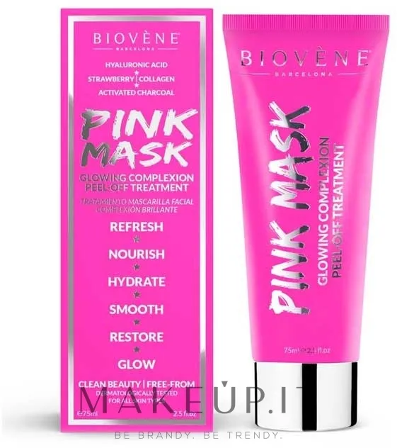 Maschera rosa per il viso con carbone attivo