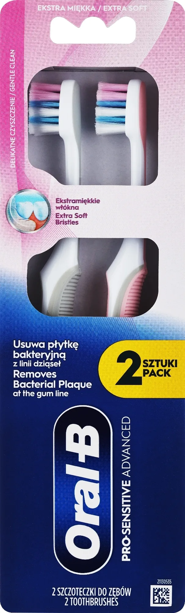 Set di spazzolini da denti a setole extracalme, grigio + rosa chiaro