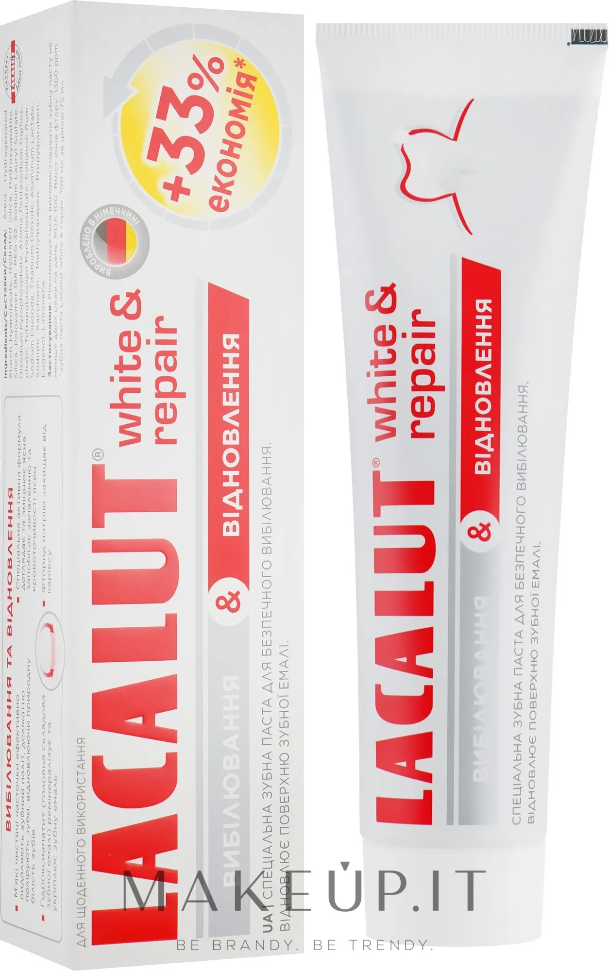 Dentifricio sbiancante e ricostruttivo +33%