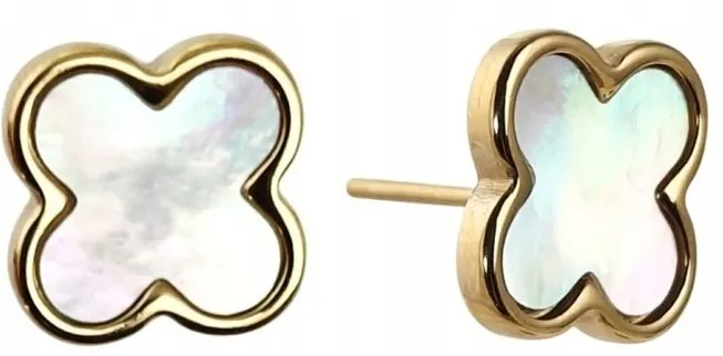 Orecchini in acciaio inossidabile placcati in oro 14k "Trifoglio", KST3388