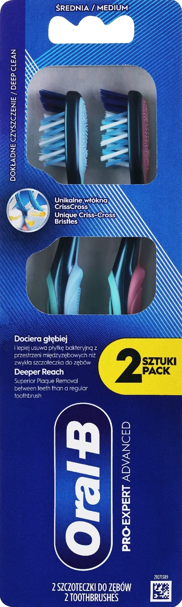 Set di spazzolini da denti 'Tutto in uno', durezza media, blu + rosa