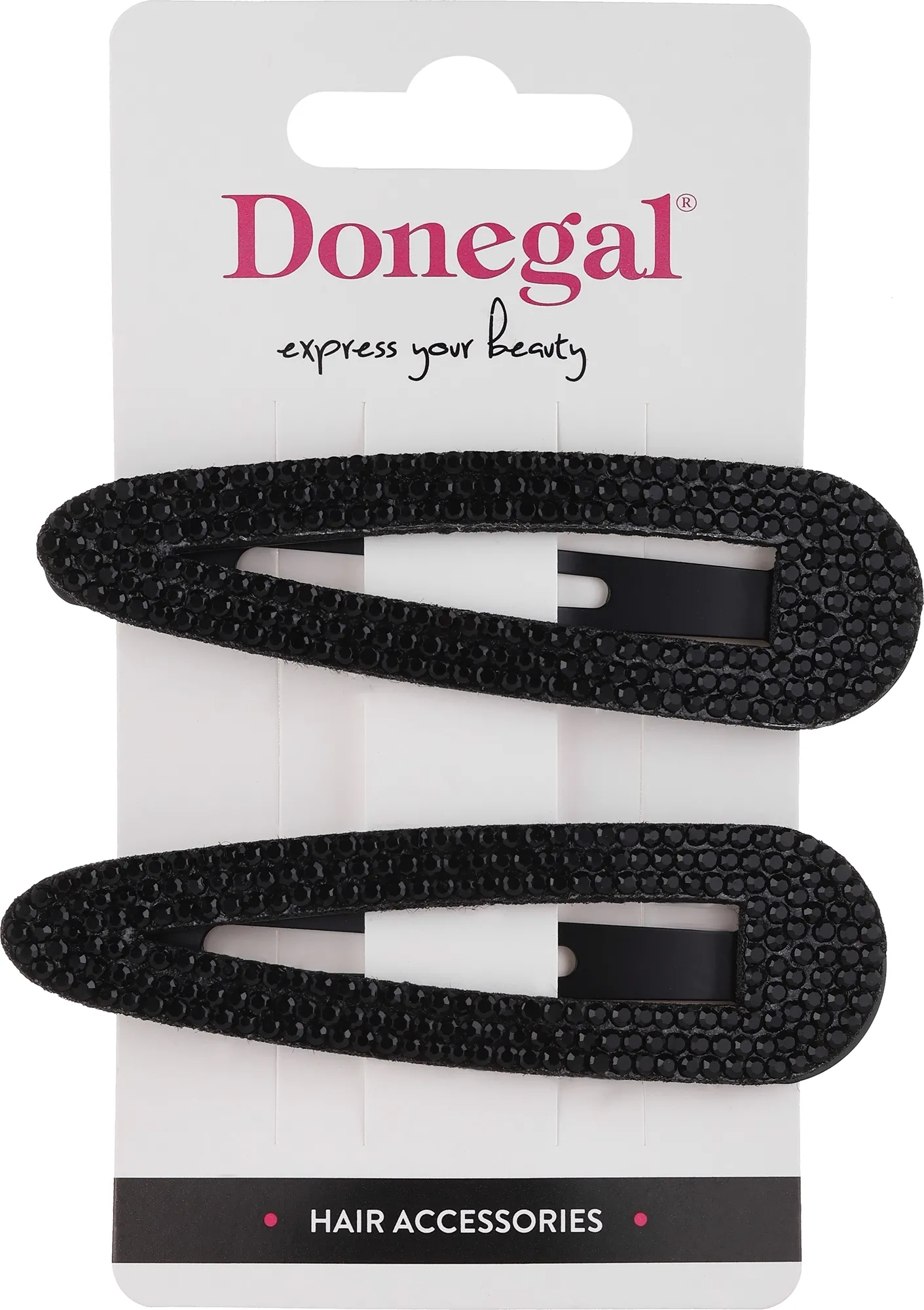 Fermagli per capelli, FA-5655+1, neri con strass neri