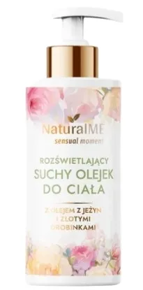 Olio secco illuminante per il corpo con olio di mora e particelle d'oro