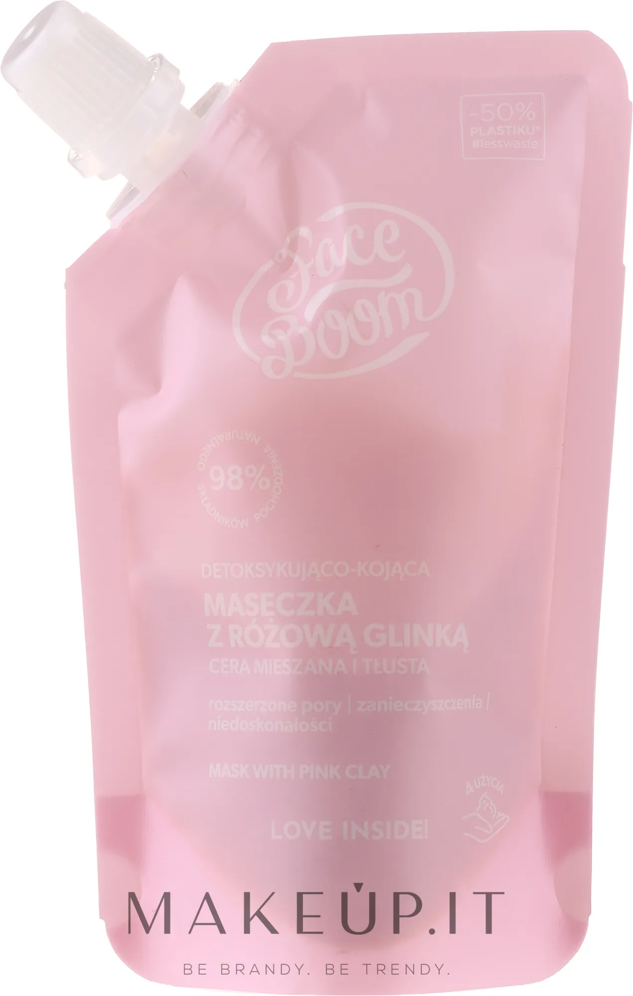 Maschera detossinante viso lenitiva all'argilla rosa