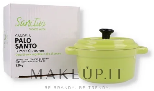 Candela profumata Palo Santo, cocotte verde