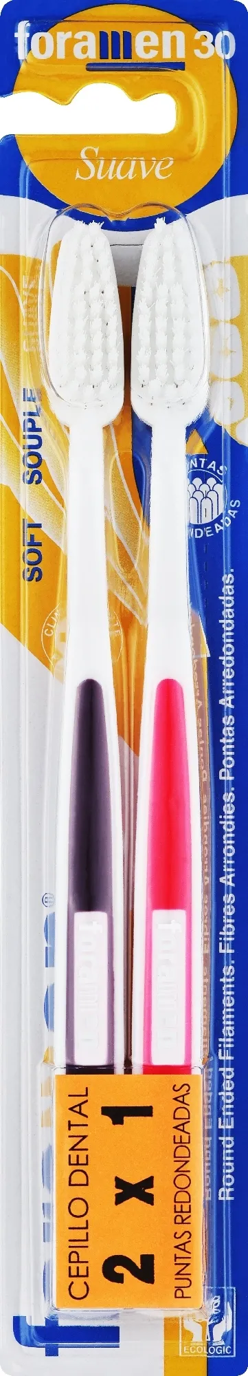 Spazzolino da denti, morbido, viola + rosa