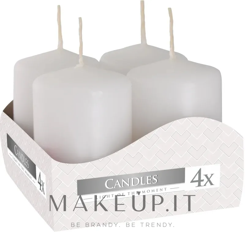 Set candele votive 40x60 mm, bianchi, 4 pz.