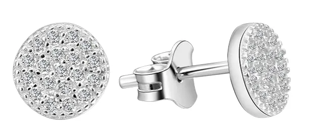 Orecchini in argento con zirconi, 0,8 cm