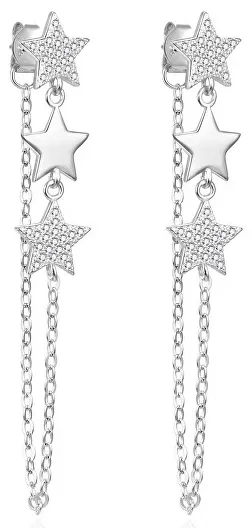 Orecchini lunghi in argento con zirconi "Stelline"