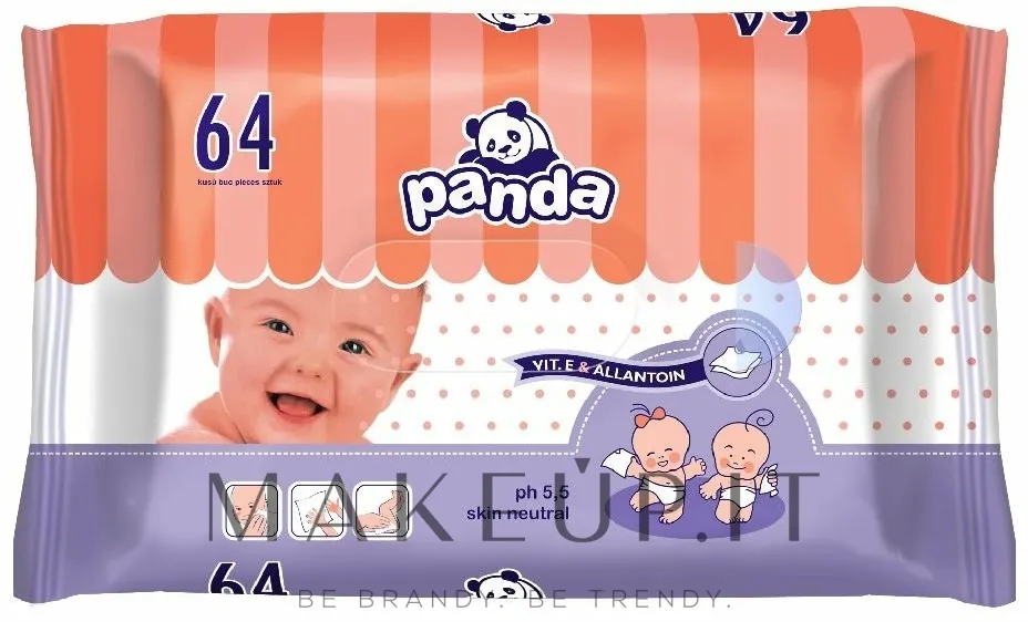 Salviette umidificate Panda Baby, 64 pezzi