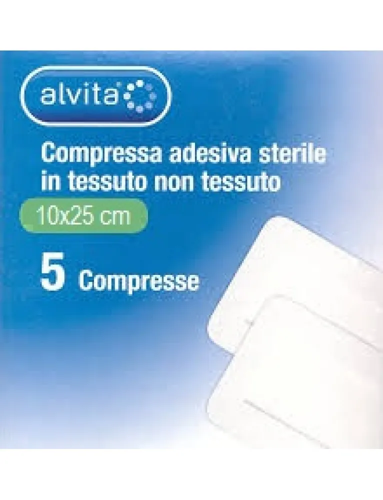 Alvita Garza Adesiva Sterile 10x25cm 5 Compresse