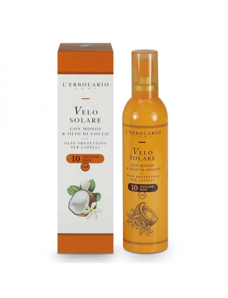 L'Erbolario Velo Solare con Monoi e Olio di Cocco per i Capelli SPF10 100ml