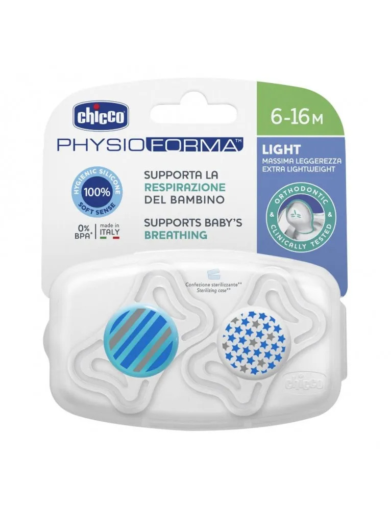 Chicco Succhietti PhysioForma Light 6-16 mesi Colore Azzurro 2 pezzi