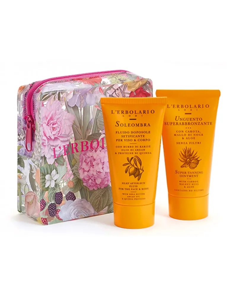 L'Erbolario Il Sole In Viaggio Pochette Fucsia Unguento Super Abbronzante 75ml + Soleombra Doposole 75ml